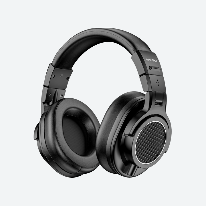 Casque New Bee DH81 vue de face avec câbles 3,5mm et 6,35mm