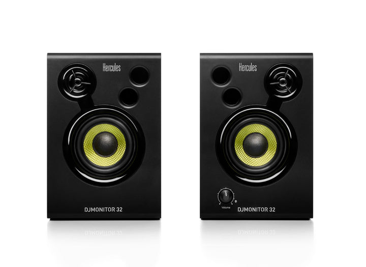 Paire d’enceintes de monitoring actives Hercules DJMonitor 32 vue de face