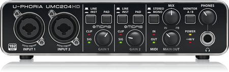 Behringer UMC204HD interface audio USB face avant