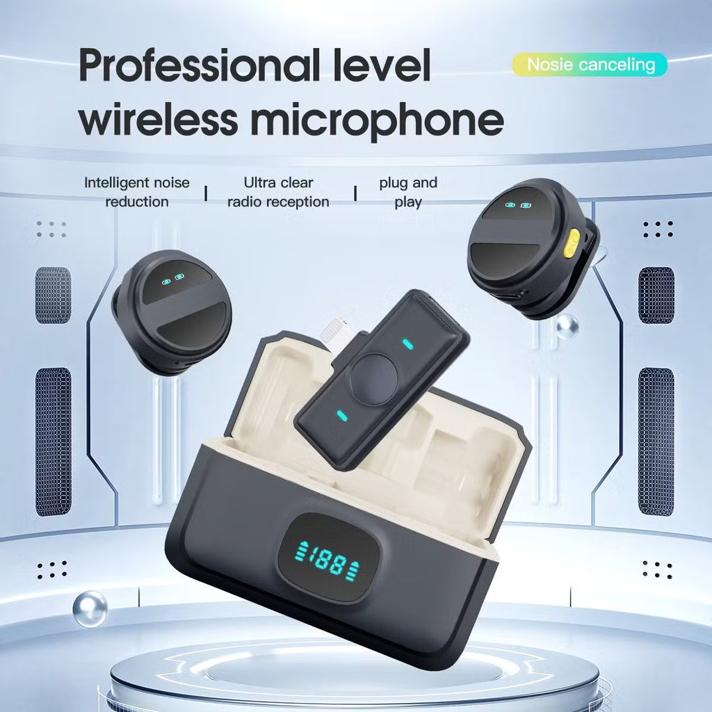 Microphone Lavalier Sans Fil SX21 Pour iPhone, Android avec Annulation du Bruit