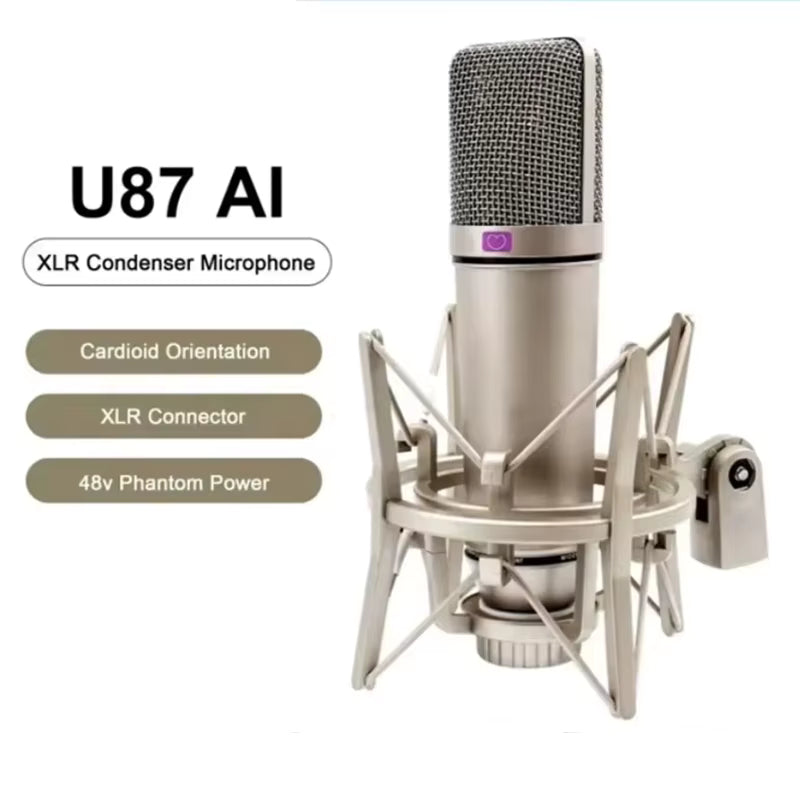 Microphone U87 XLR à condensateur – Studio, Podcast et Streaming