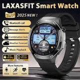 Montre intelligente LAXASFIT 2025 noire avec écran HD rond