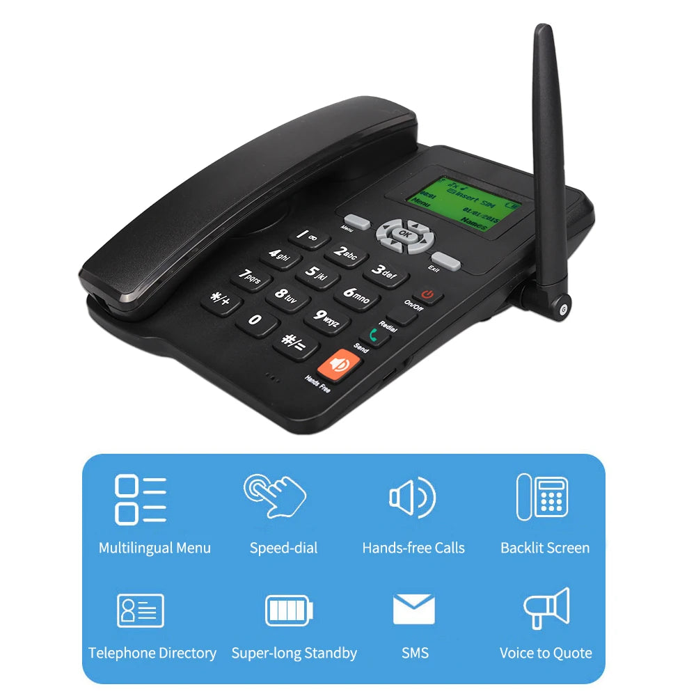 Téléphone sans fil Support téléphonique de bureau GSM 850-900-1800 - 1900MHZ Double carte SIM 2G