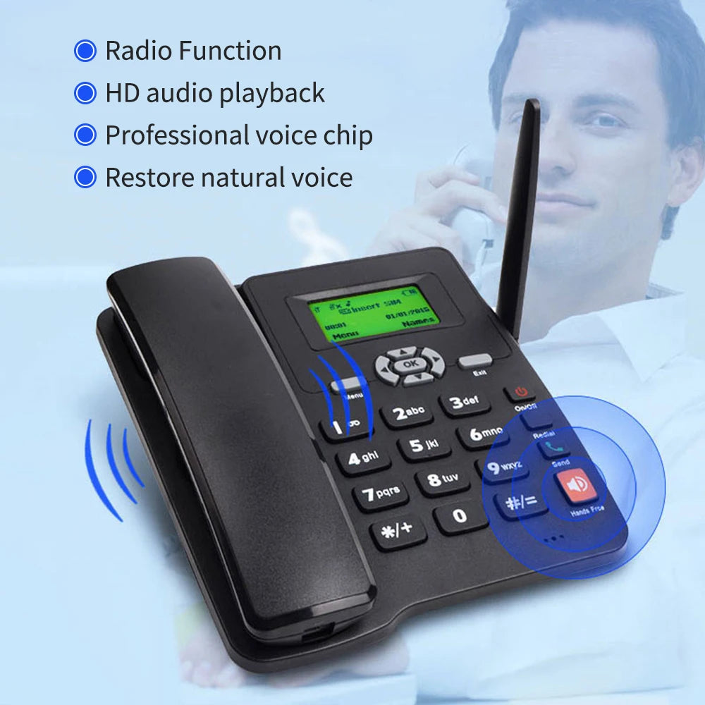 Téléphone sans fil Support téléphonique de bureau GSM 850-900-1800 - 1900MHZ Double carte SIM 2G