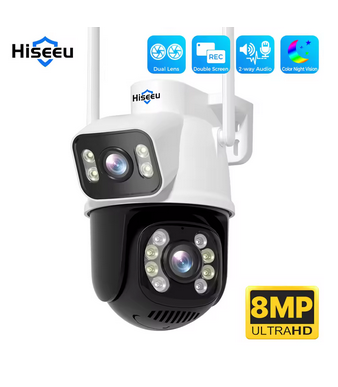 Hiseeu 4K 8MP Dual Lens WiFi PTZ IP Camera