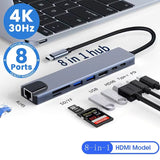 Adaptateur Multi-Port USB-C Baseus 8-en-1 – HDMI, RJ45, USB 3.0, SD/TF