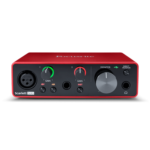 Focusrite Scarlett Solo 3rd Gen, interface audio USB vue de face